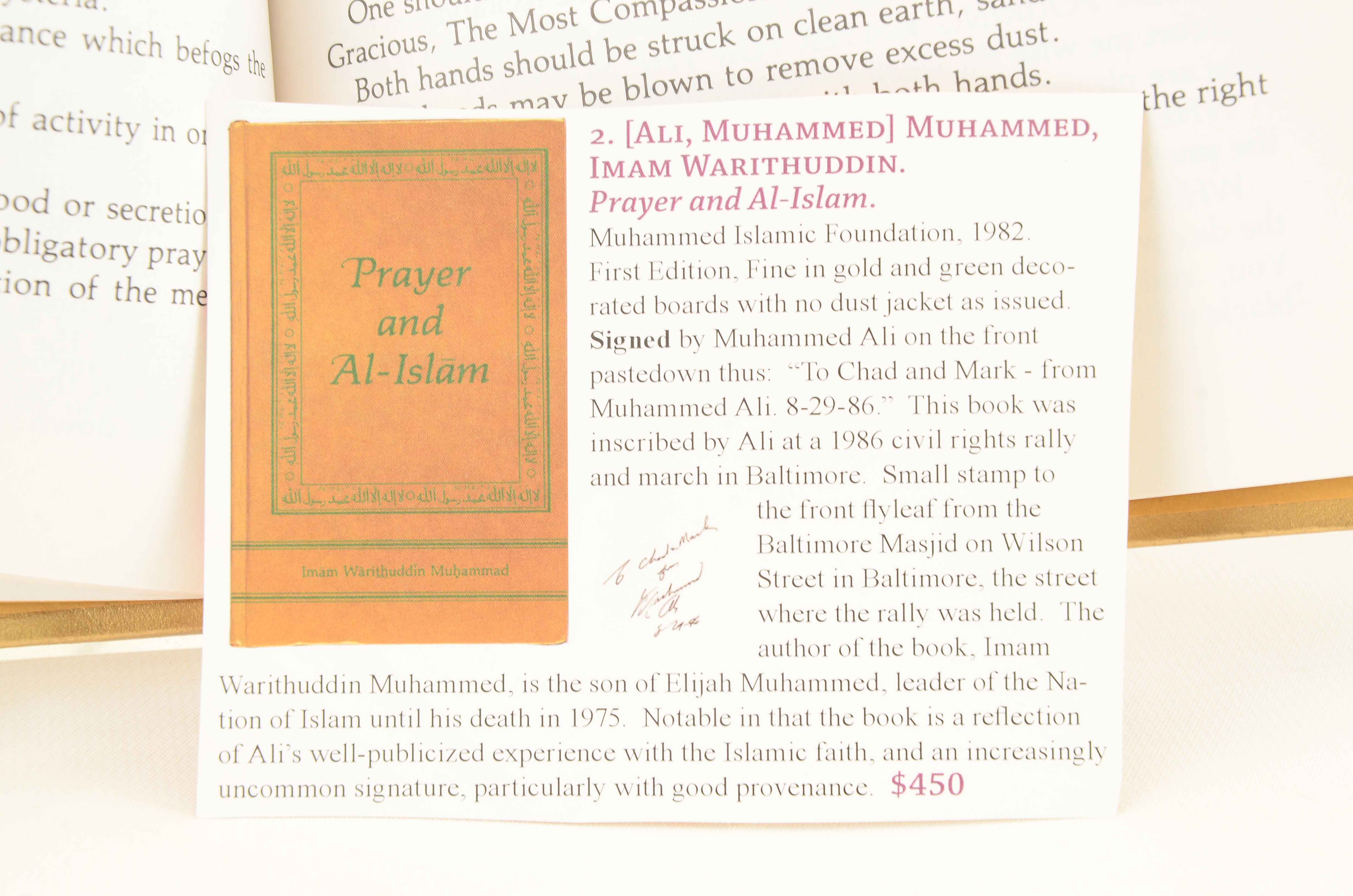 Signed Muhammed Ali "Prayer and Al-Islam"