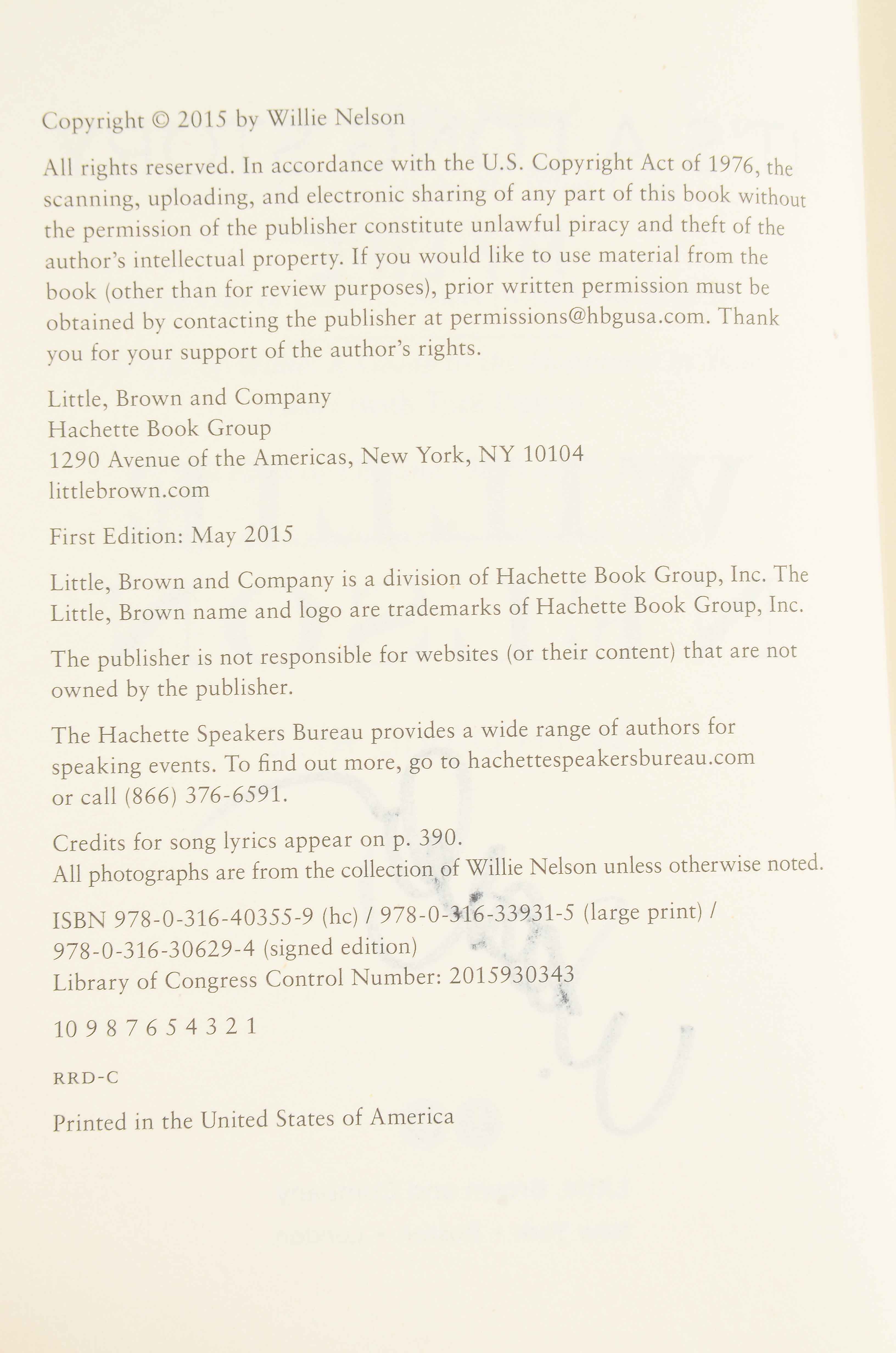 Willie Nelson Signed Autobiography