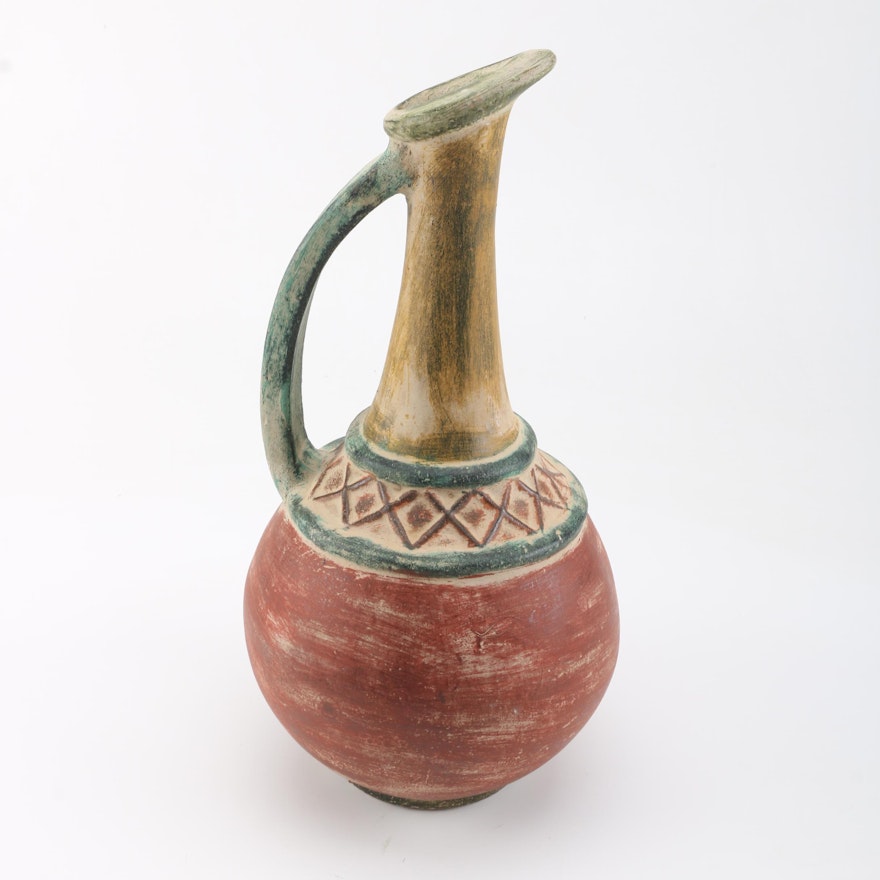 Stoneware Hand Painted Ewer