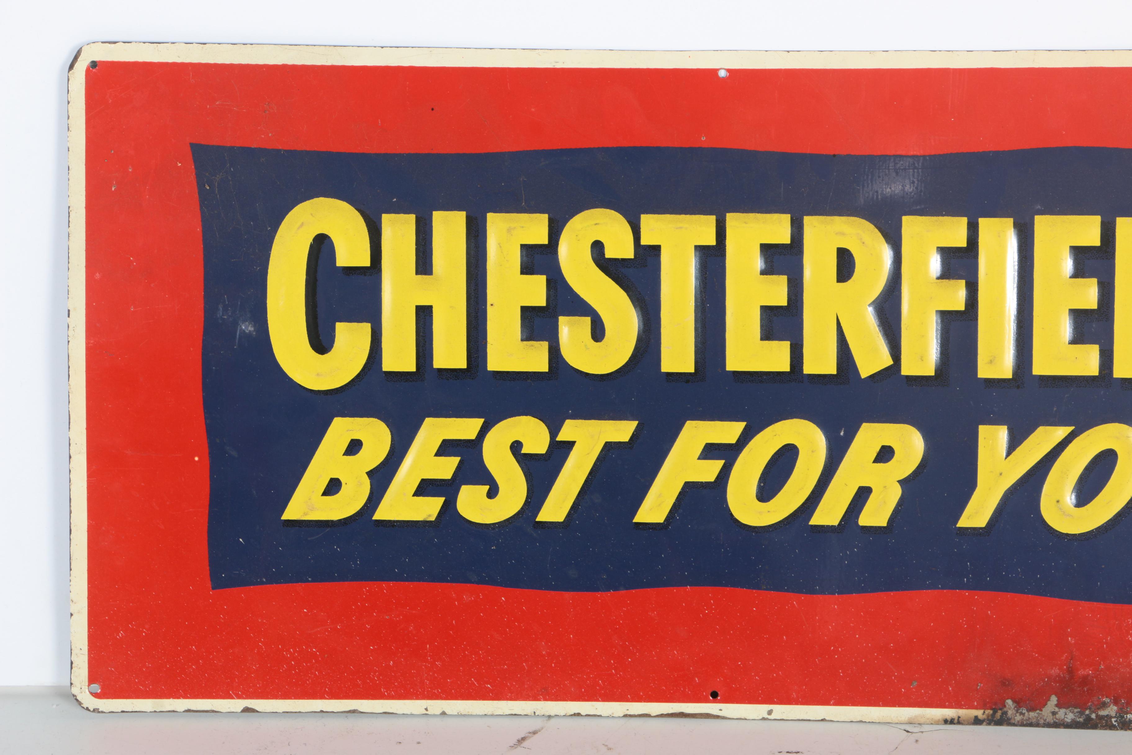 Metal Chesterfield Cigarettes Advertising Sign
