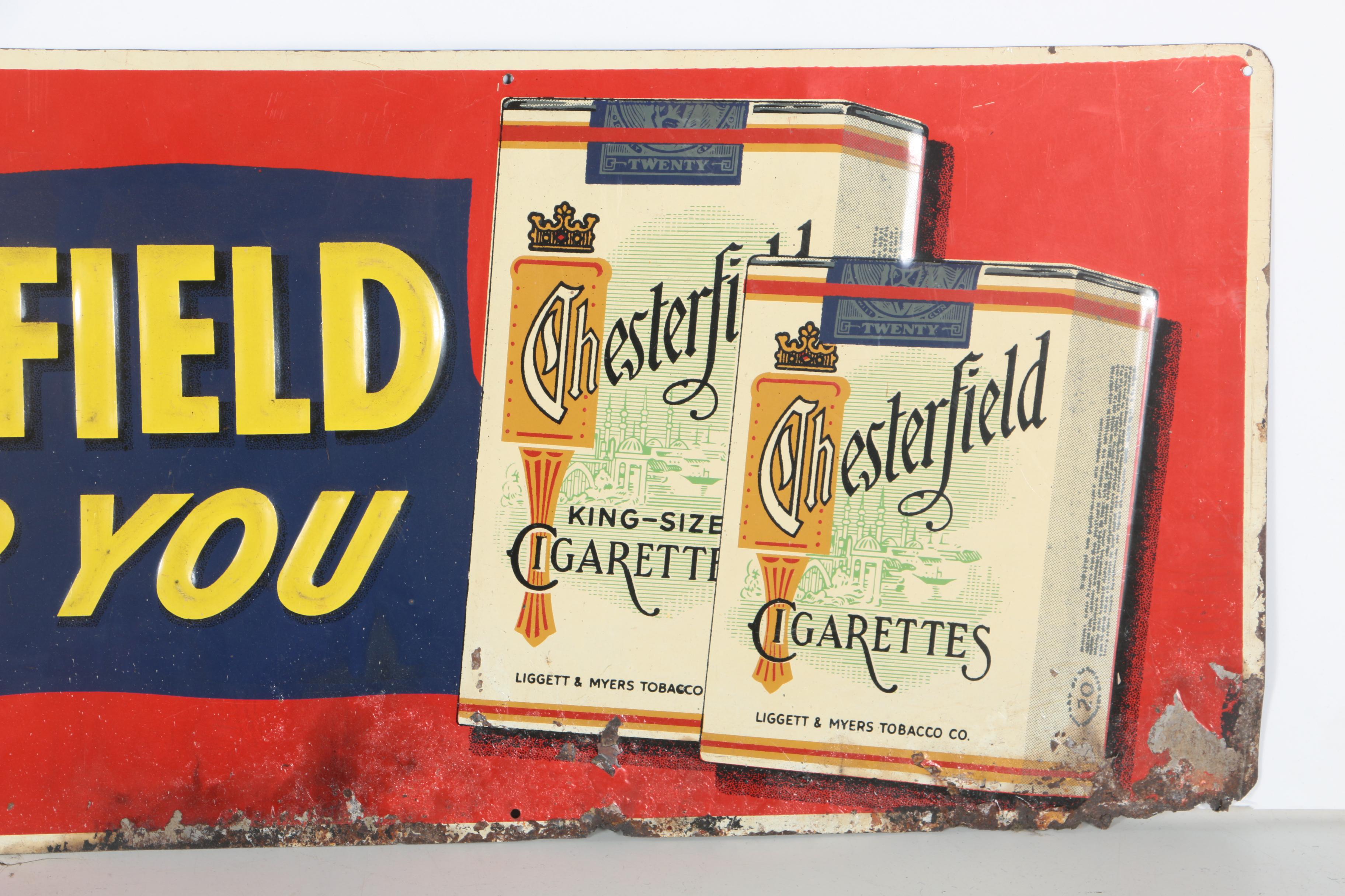 Metal Chesterfield Cigarettes Advertising Sign