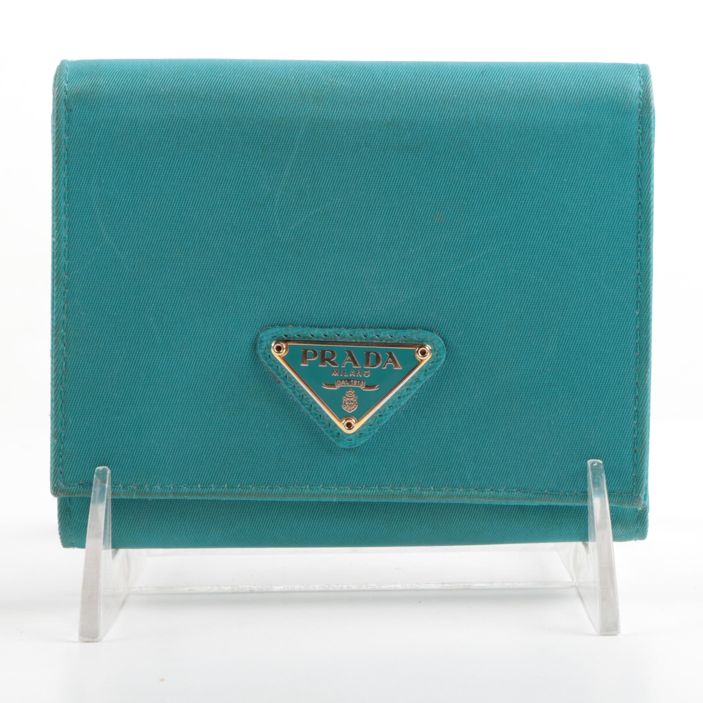 Prada Teal Nylon Wallet