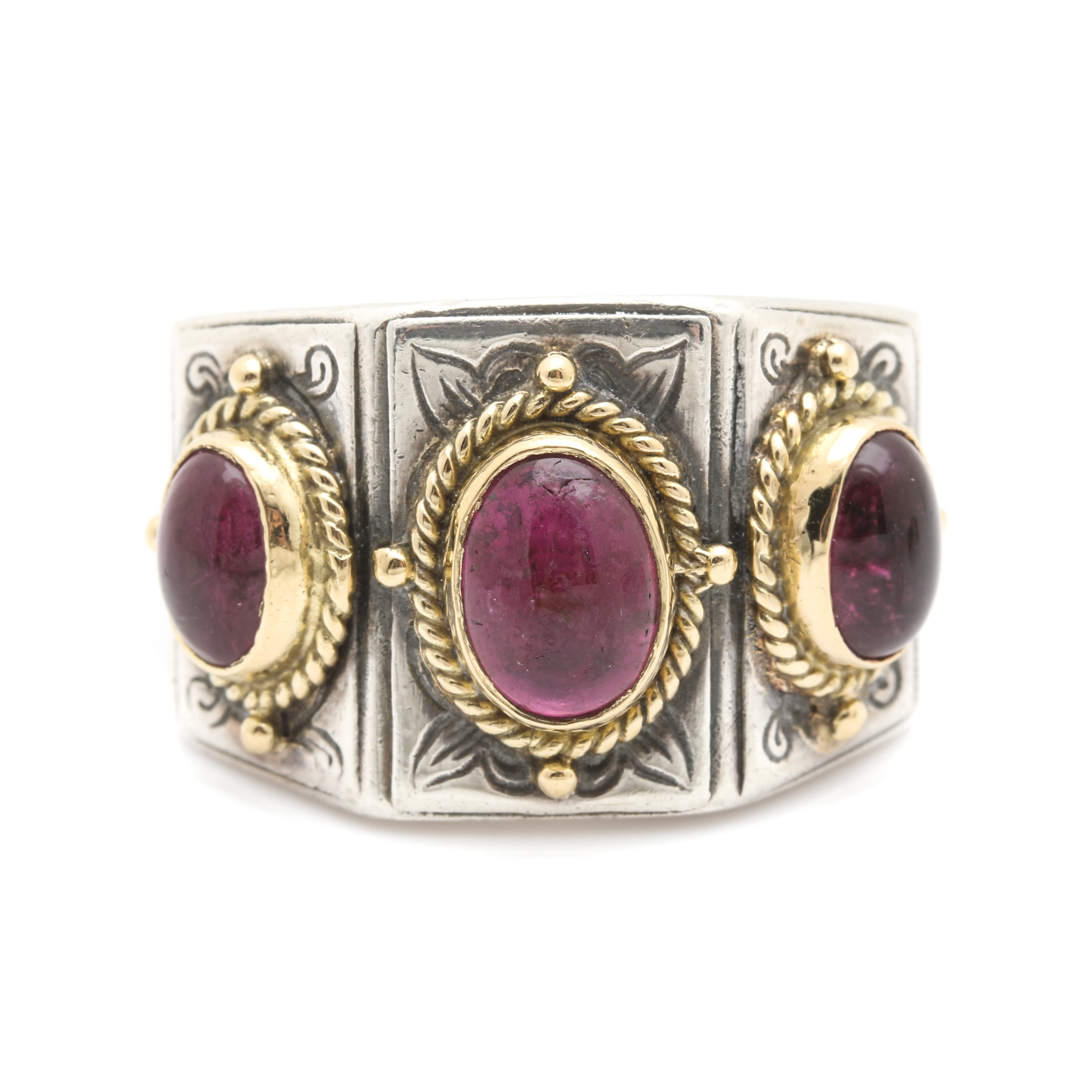 Konstantino Sterling Silver and 18K Yellow Gold Pink Tourmaline Ring