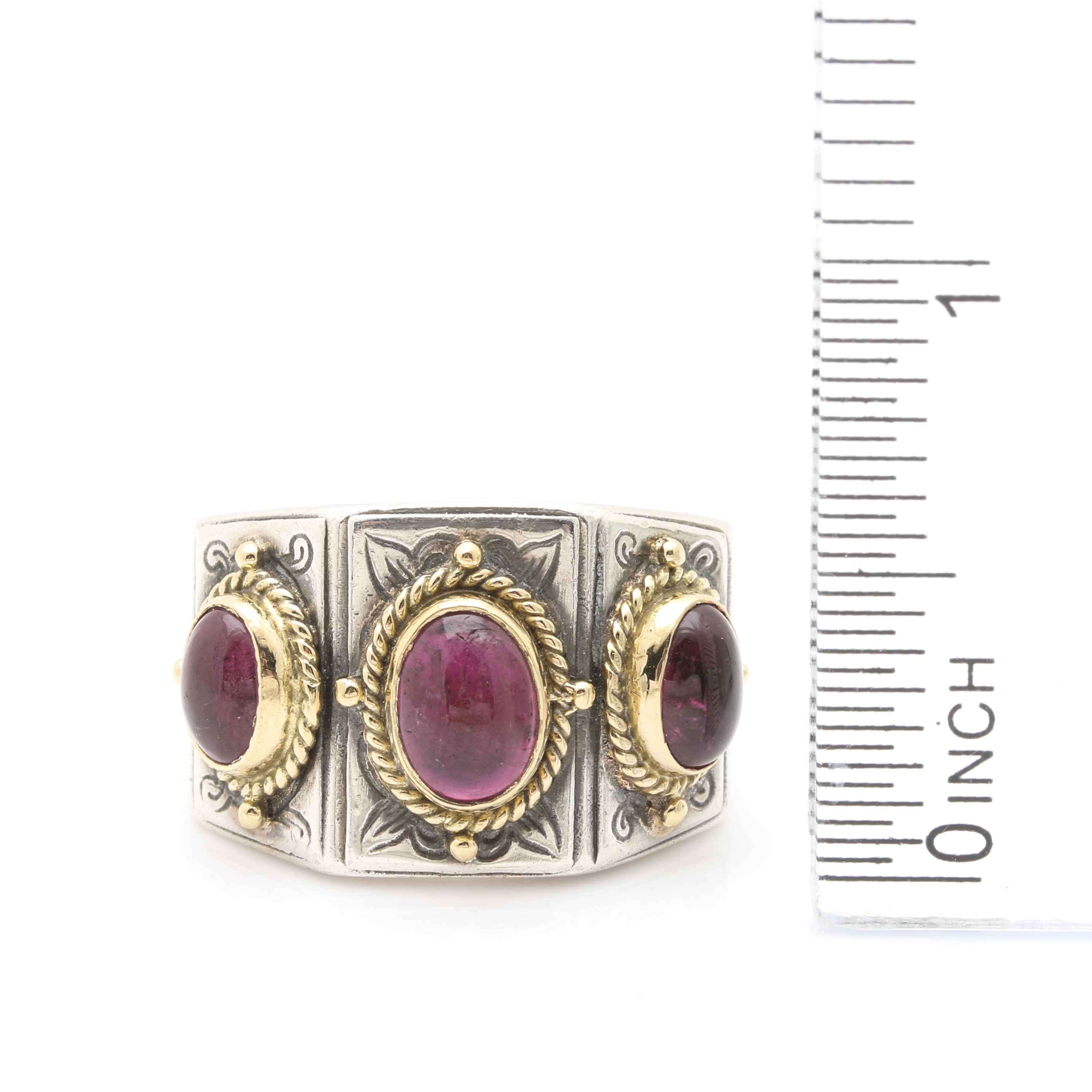 Konstantino Sterling Silver and 18K Yellow Gold Pink Tourmaline Ring