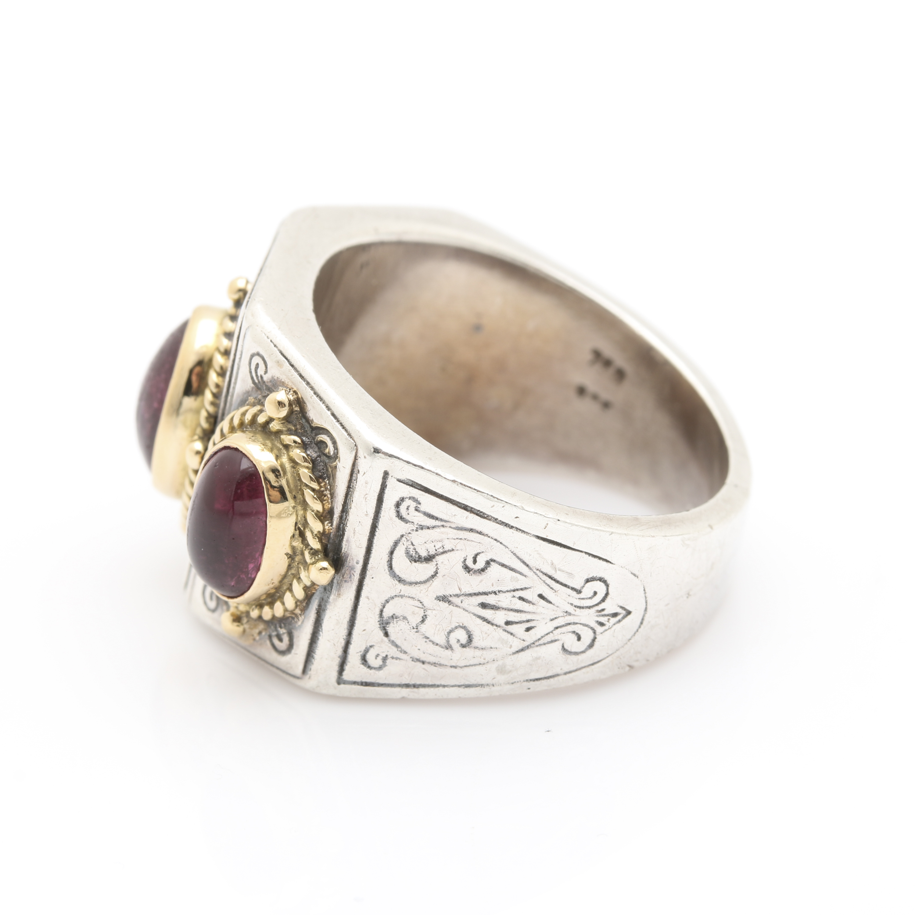 Konstantino Sterling Silver and 18K Yellow Gold Pink Tourmaline Ring