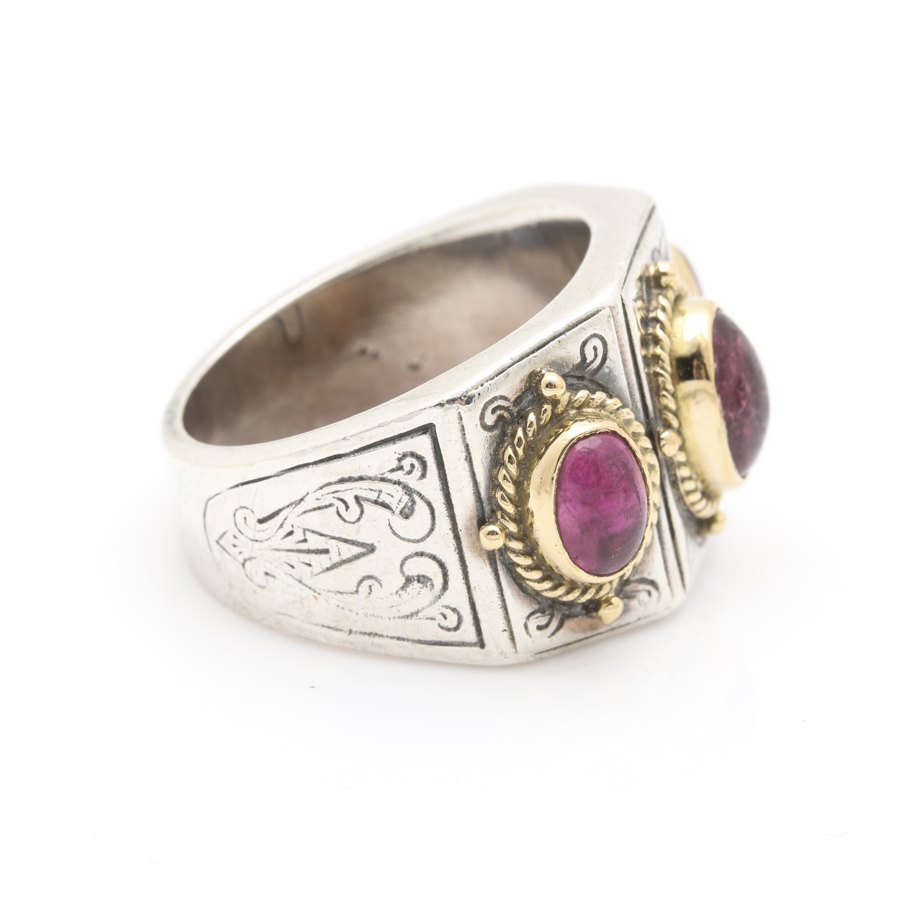 Konstantino Sterling Silver and 18K Yellow Gold Pink Tourmaline Ring