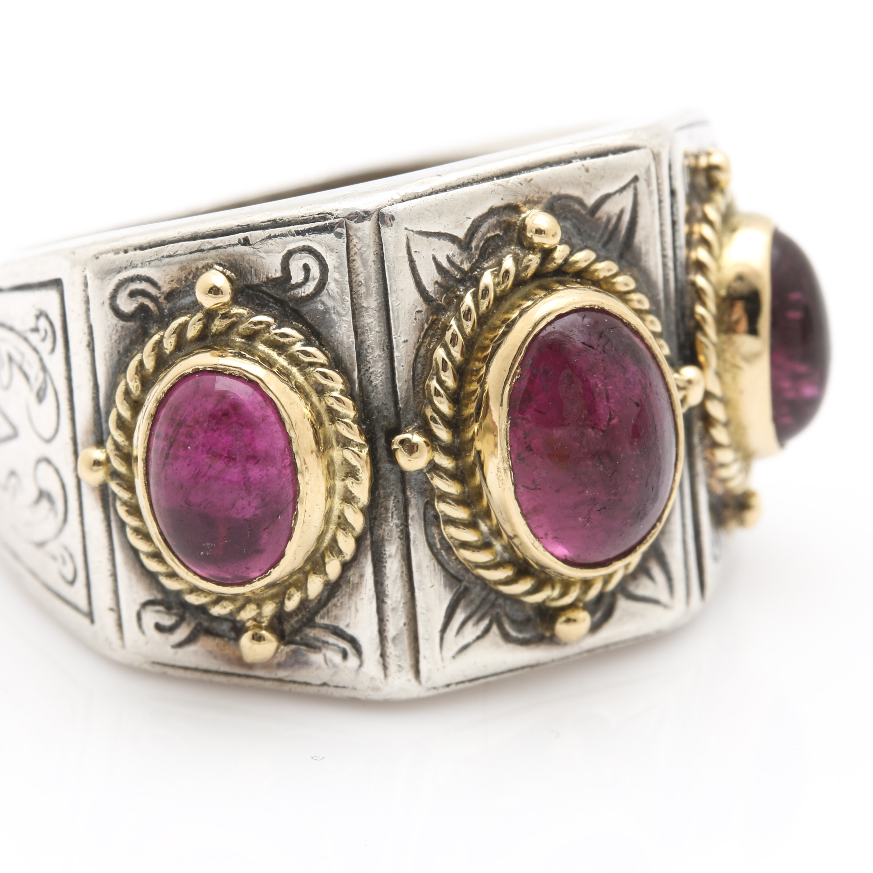 Konstantino Sterling Silver and 18K Yellow Gold Pink Tourmaline Ring