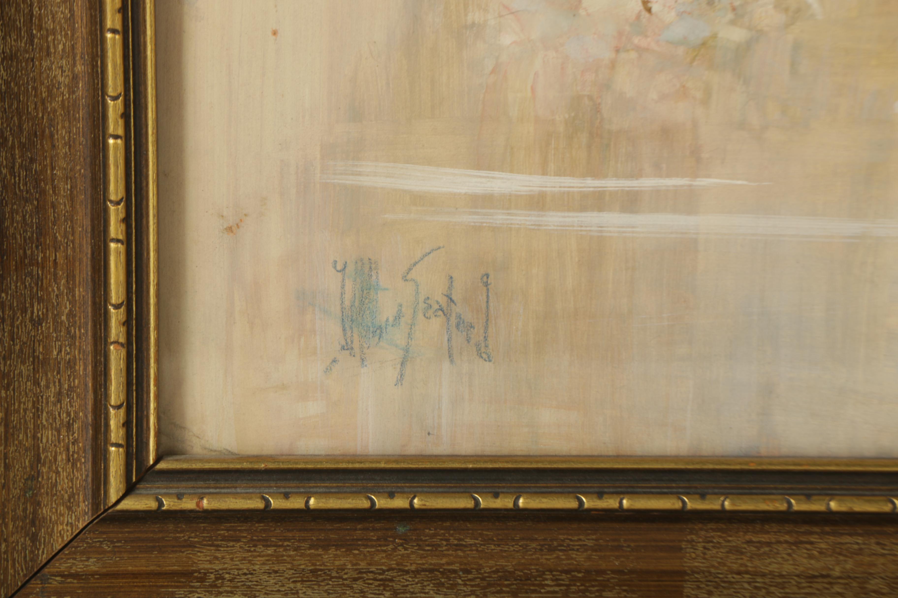 John Albert Seaford Mixed Media Painting on Paper of Snowy Landscape