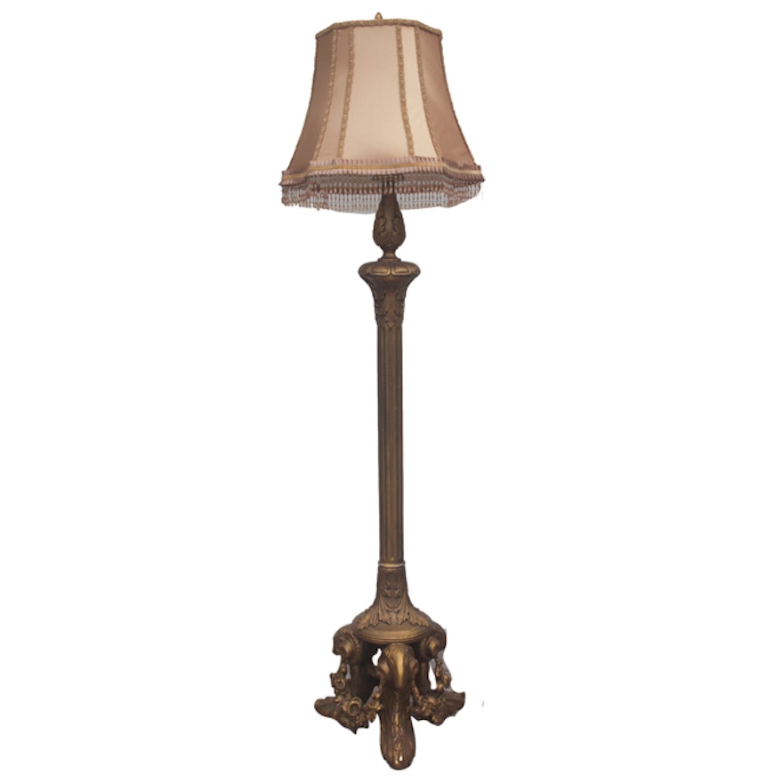 Ornate Gilded Wood Floor Lamp