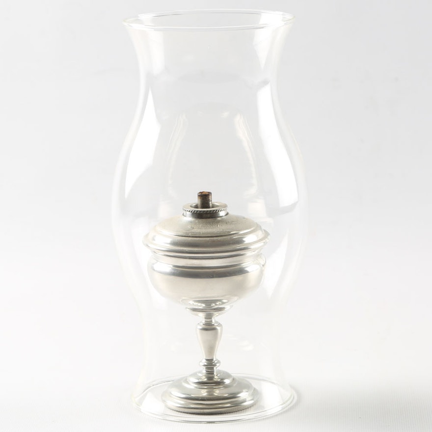 Reproduction Shirley of Williamsburg Pewter "Courting" Oil Lamp