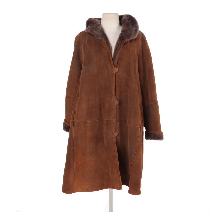 Women's Suede and Faux Shearling Coat