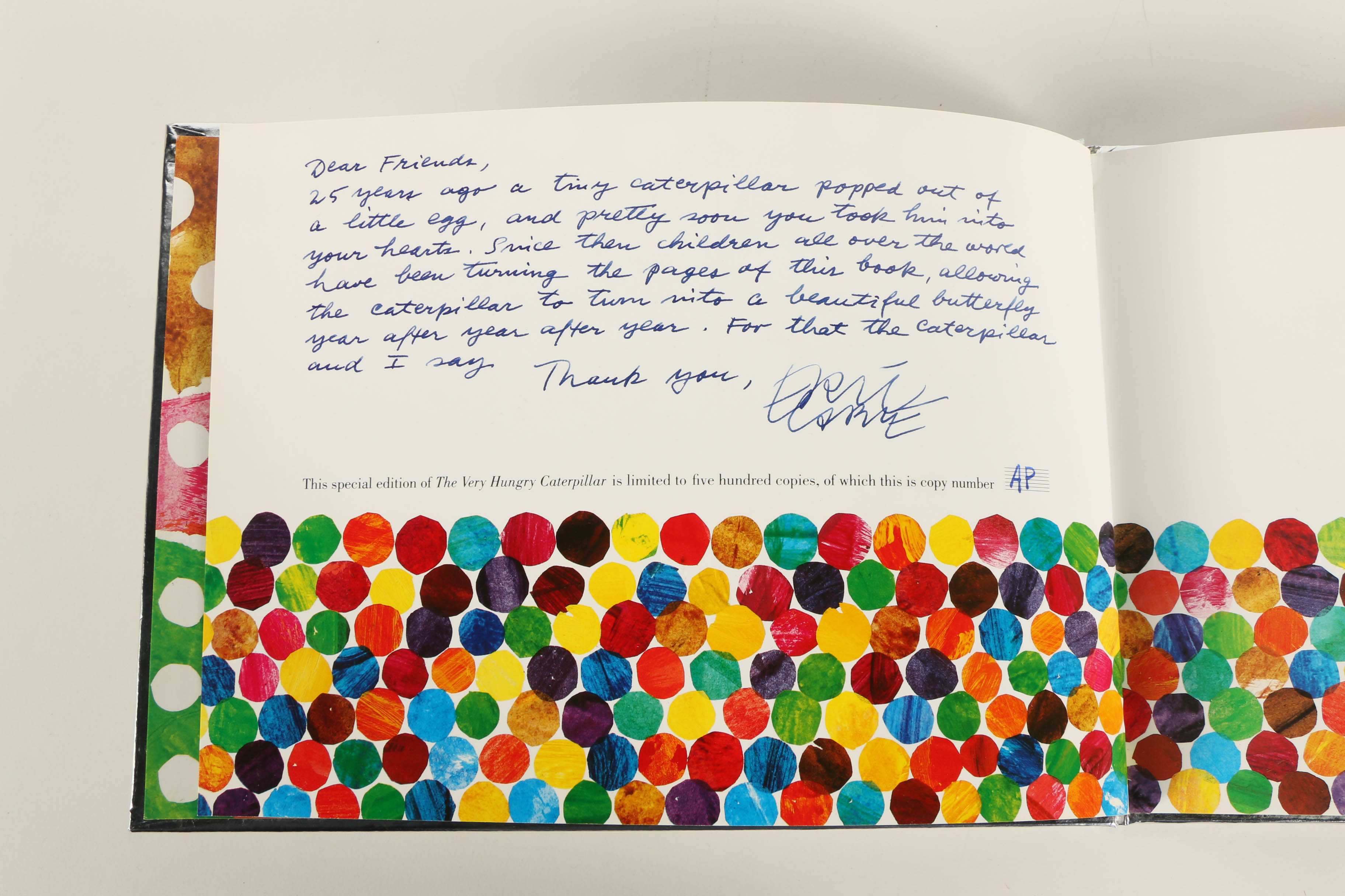 Eric Carle Artist Proof "The Very Hungry Caterpillar" with Hand-Drawn Cover