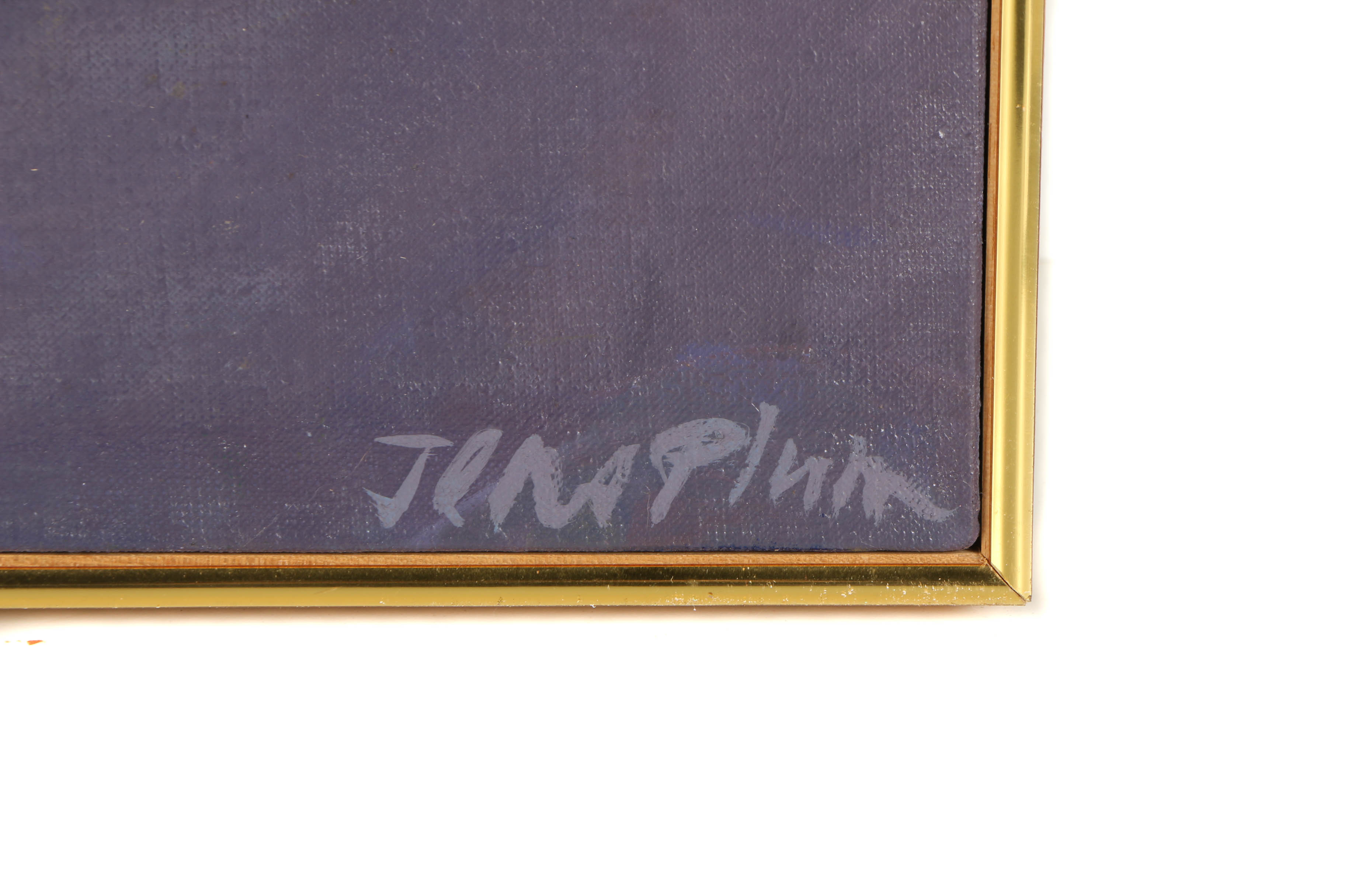 Jens Plum 1989 Oil Painting on Canvas of Interior with Still Life