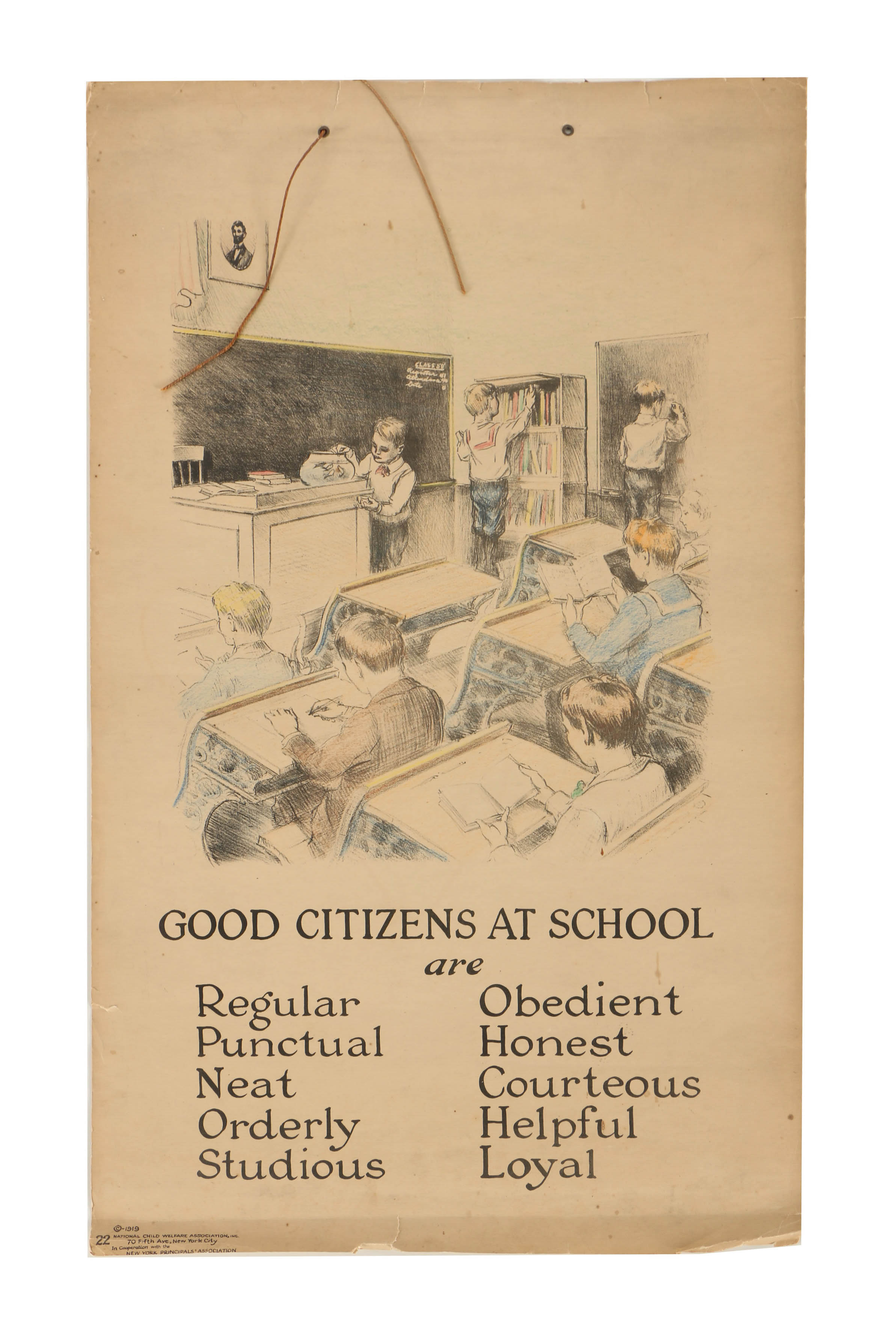 Vintage Hand-Colored Lithographs Featuring School Posters