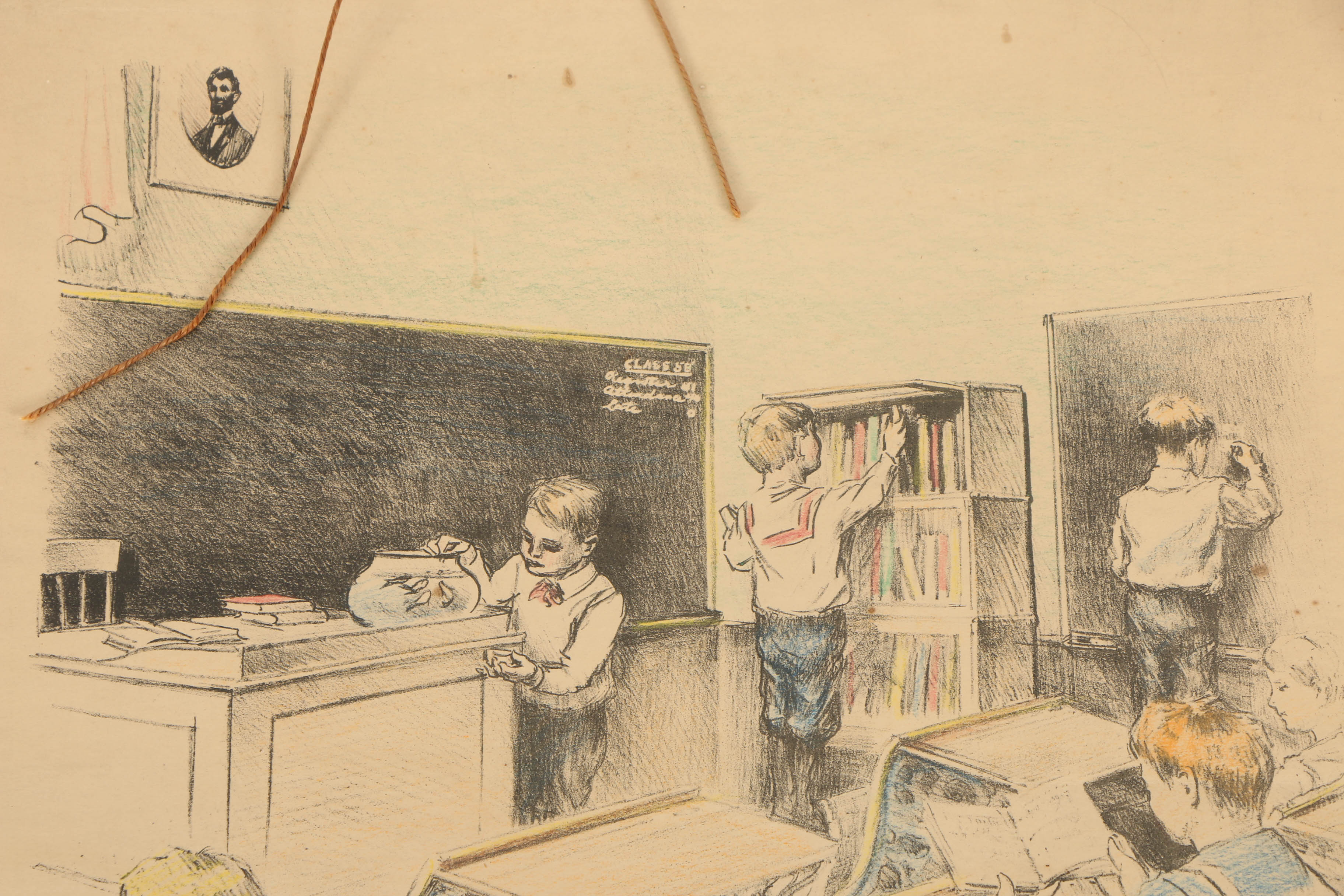 Vintage Hand-Colored Lithographs Featuring School Posters