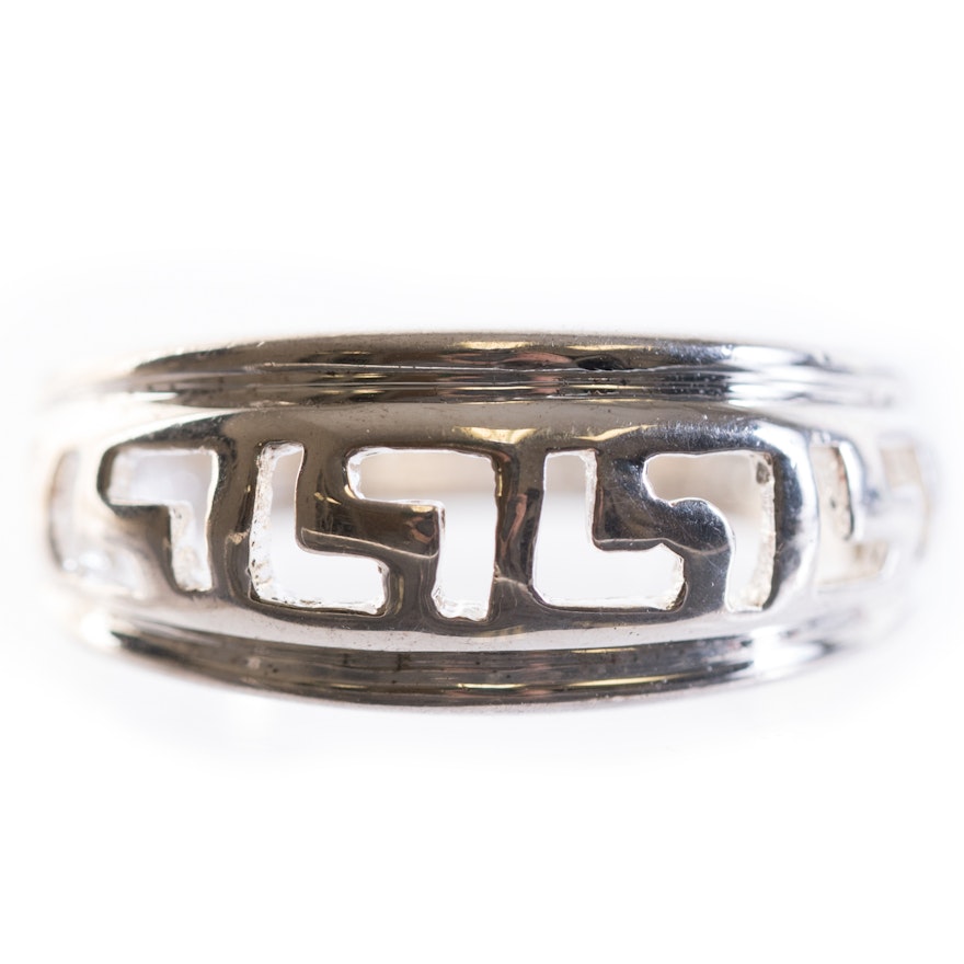 Sterling Silver "Greek Key" Cutout Design Ring