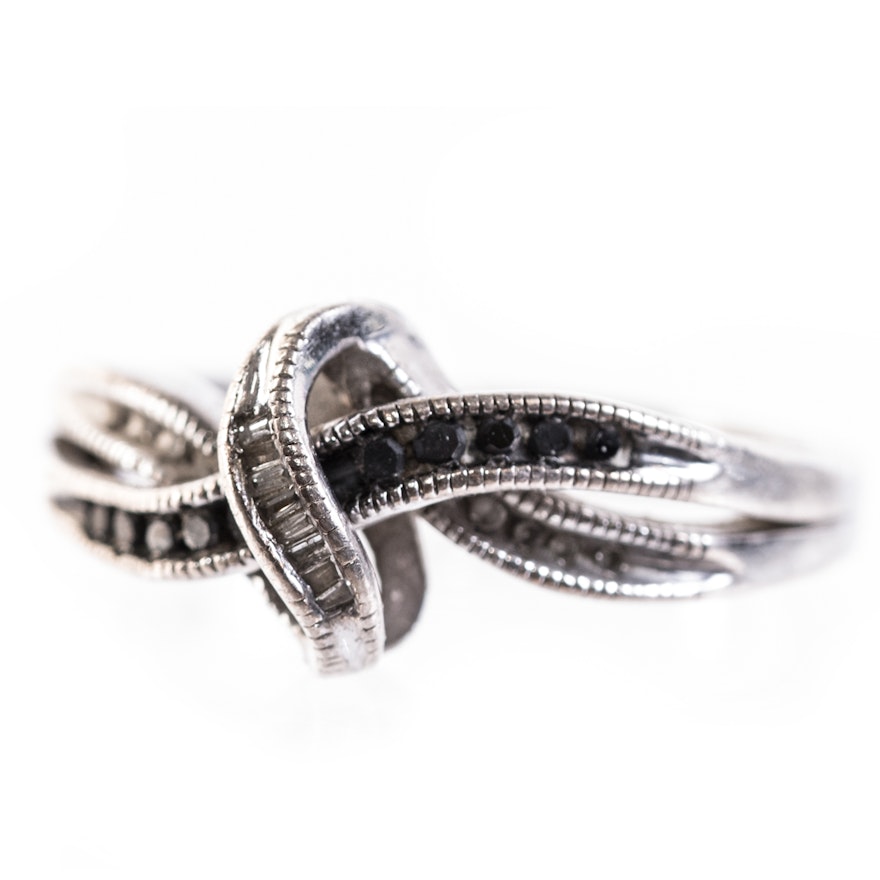 Sterling Silver and Diamond Overlapping Ring