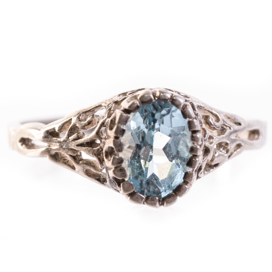 Sterling Silver and 1.65 Carat Blue Topaz Ring