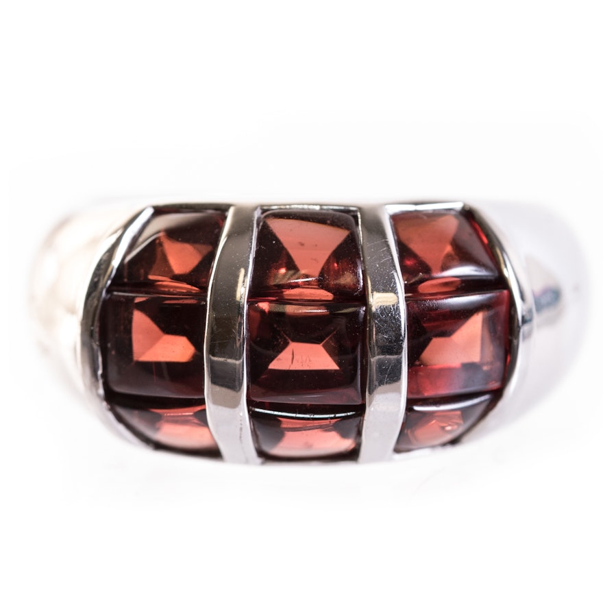Sterling Silver and 6.50 CTW Garnet Dome Ring