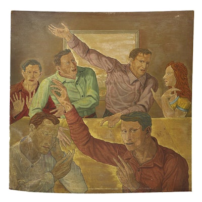 Carlo Di Paolo Oil Painting on Masonite "The Freudians" Carlo Di Paolo Oil Painting on Masonite "The Freudians"