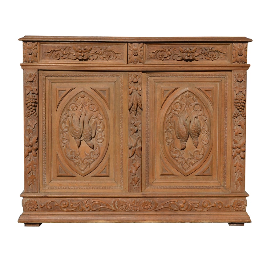 Antique Carved Oak Italian Cabinet