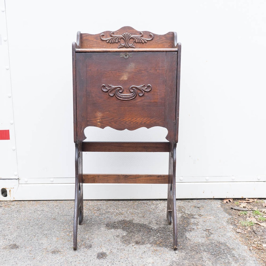 Antique Victorian Oak Fall Front Writing Desk