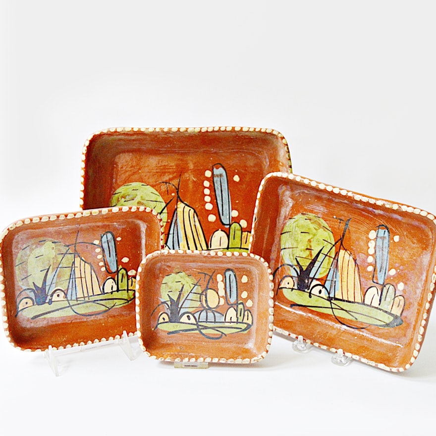 Set of Early 20th Century Mexican Terra Cotta Trays