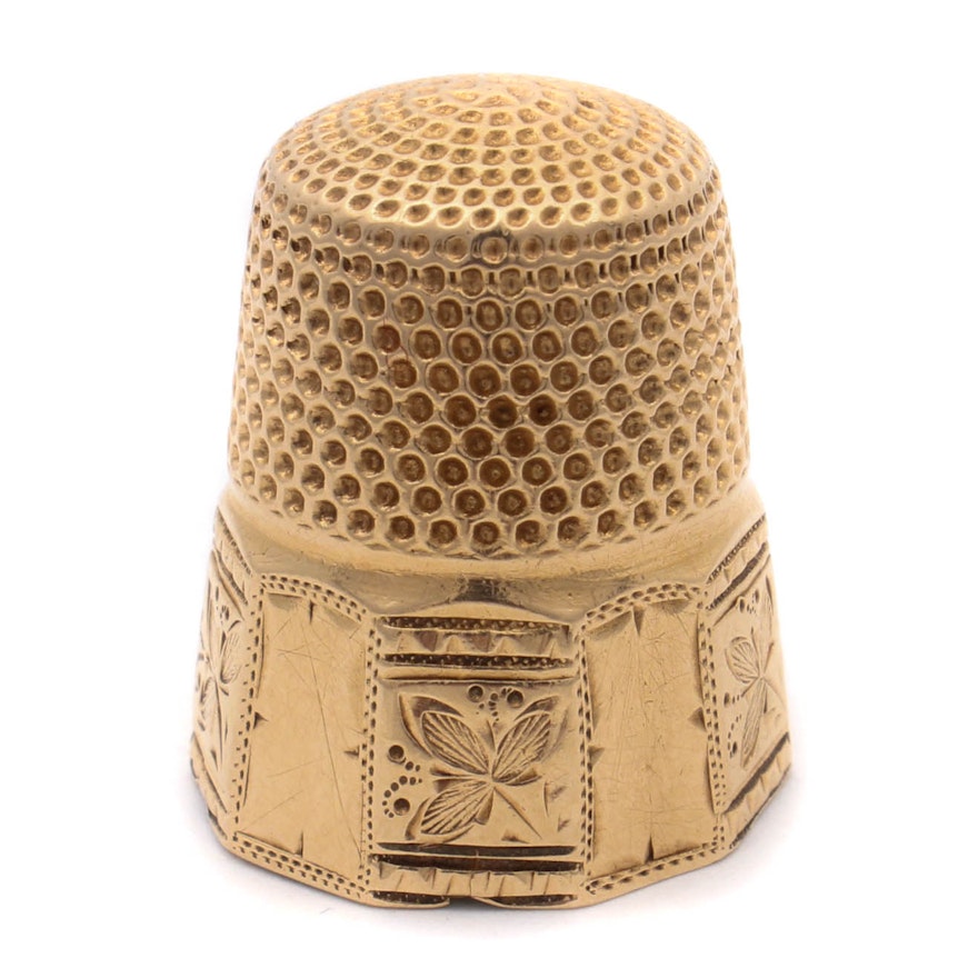 Vintage 14K Yellow Gold Thimble