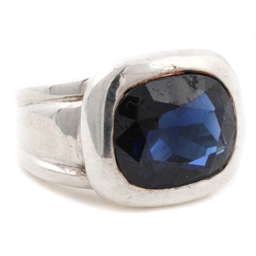 Sterling Silver Synthetic Sapphire Ring