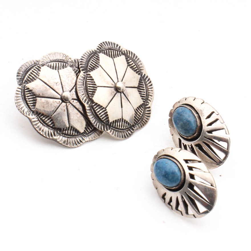 Coin Silver Featuring Denim Lapis Earrings