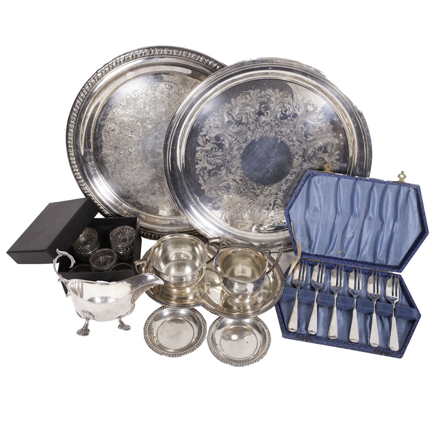 Wallace Silver Plate Tray and Other Silver Plate Serveware