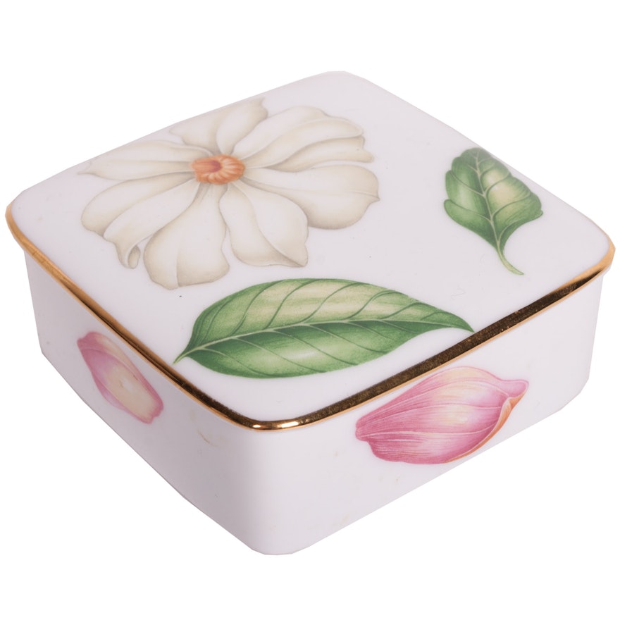 Tiffany & Co. Limoges 1997 "Tiffany Flowers" Trinket Box with Lid