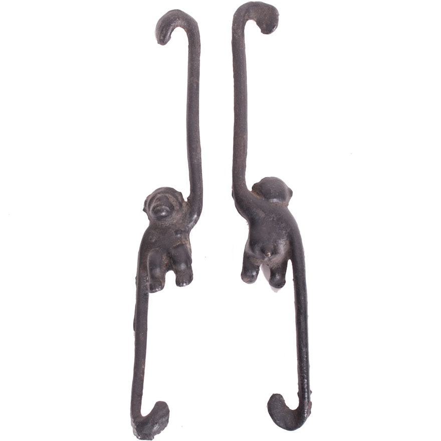 Vintage Cast Iron Monkey Plant Hangers
