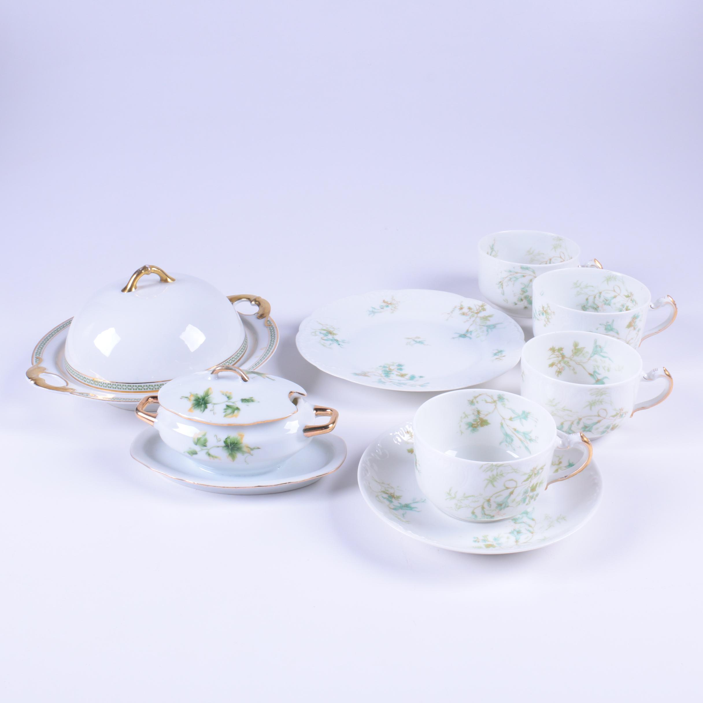 Antique Haviland & Co. Limoges "The Taranto" Teacups with Other Tableware