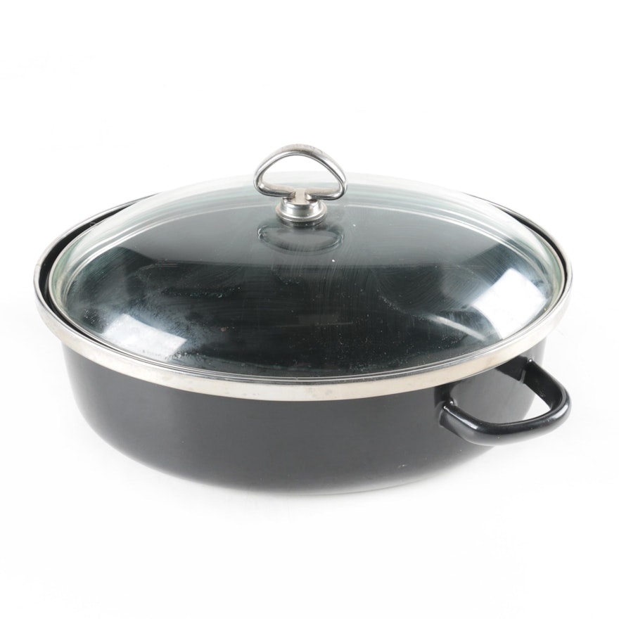 Chantal Black Enamel Sauce Pan with Lid