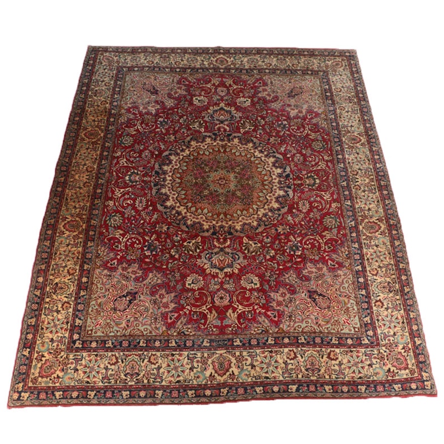 Hand-Knotted Persian Tabriz Wool Room Size Rug