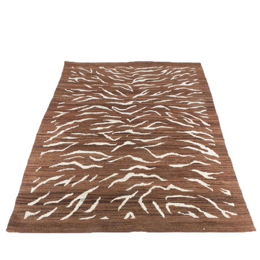 Woven Contemporary Zebra Print Wool Area Rug