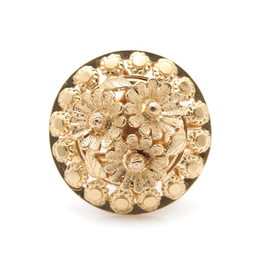 14K Yellow Gold Floral Ring