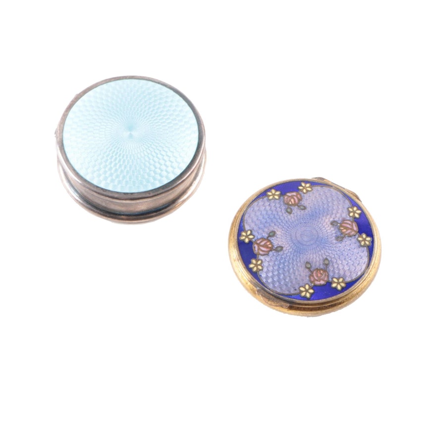 Guilloché Enameled Sterling Silver Compact Mirrors