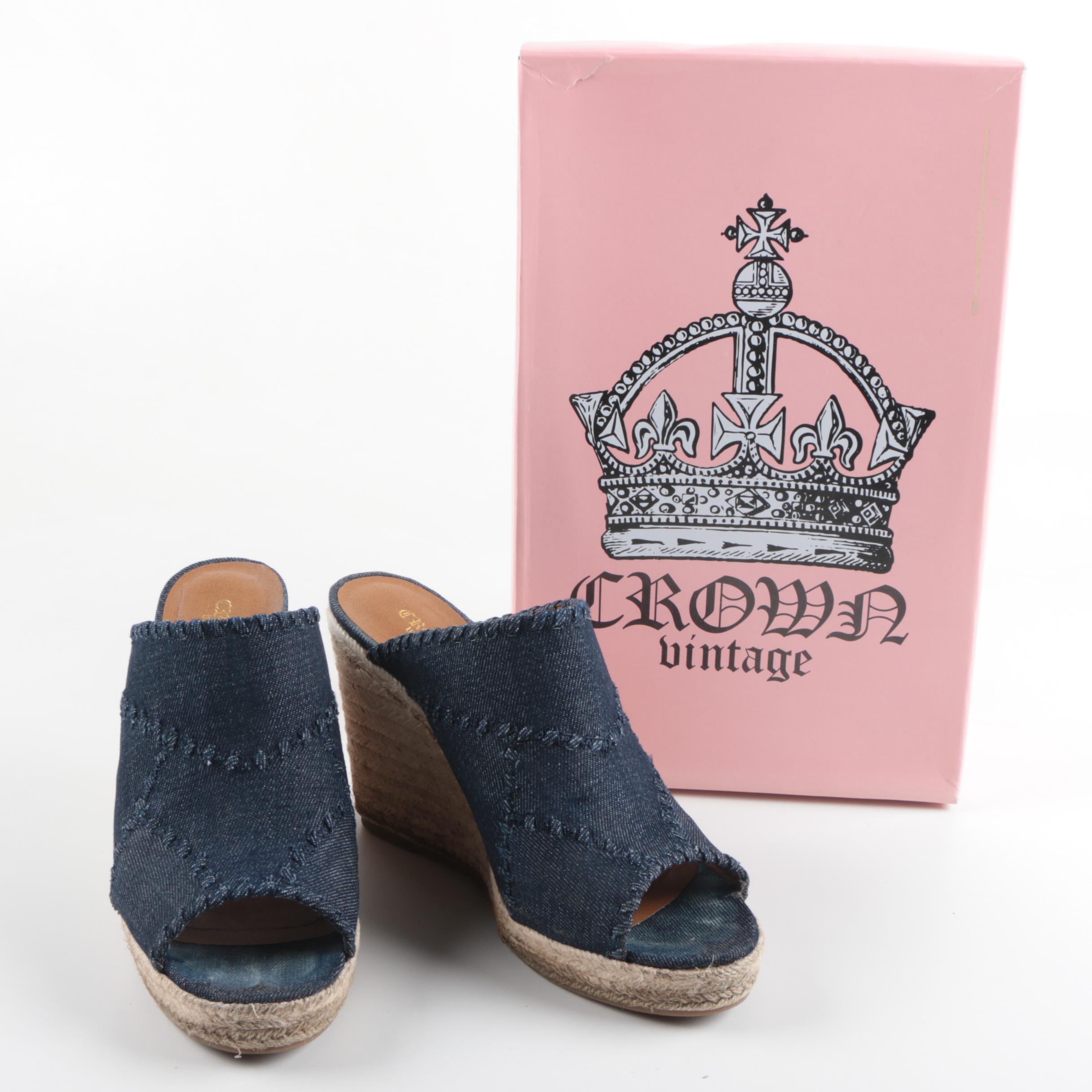 Women's Crown Vintage Espadrille Wedge Peep-Toe Shoes