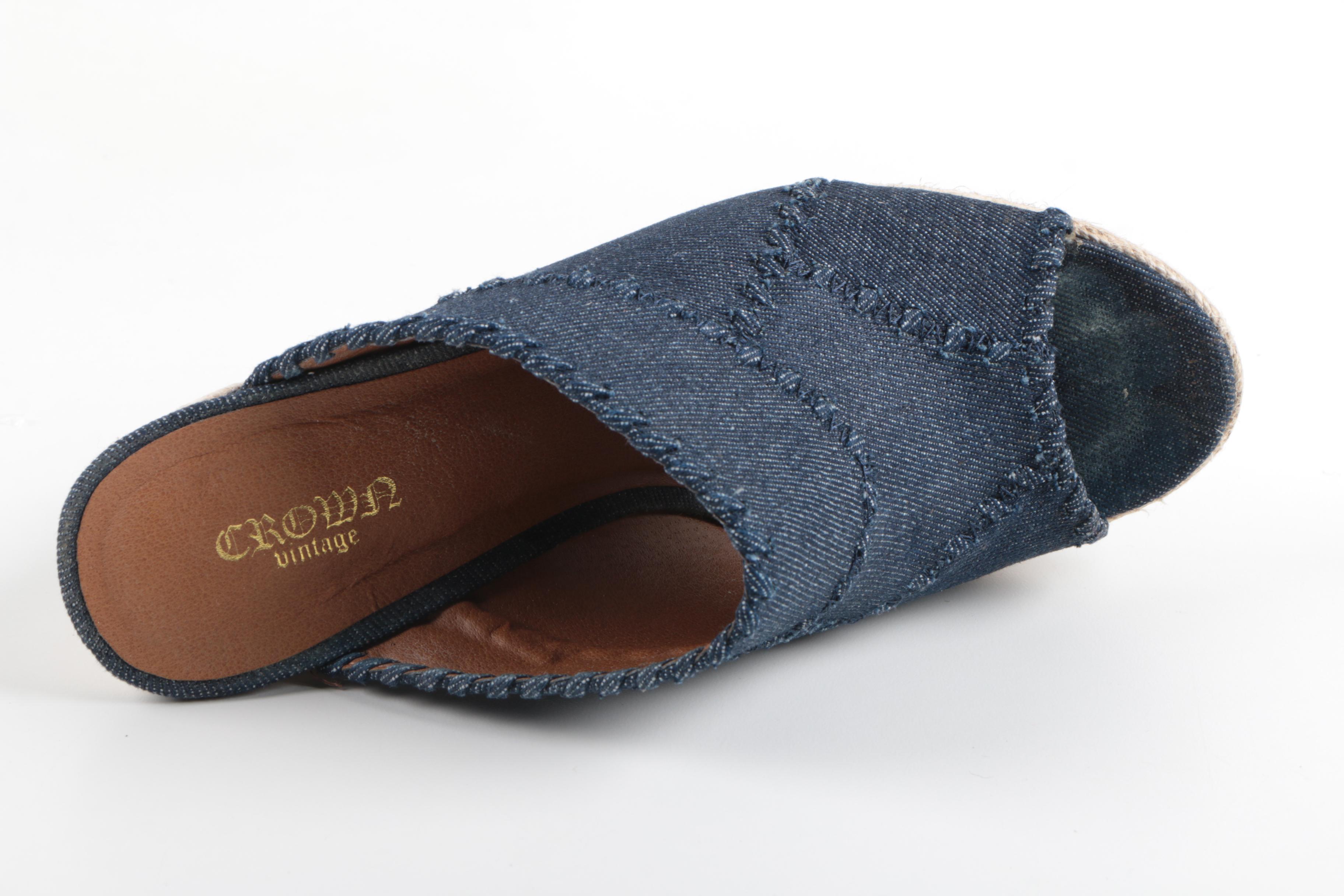 Women's Crown Vintage Espadrille Wedge Peep-Toe Shoes