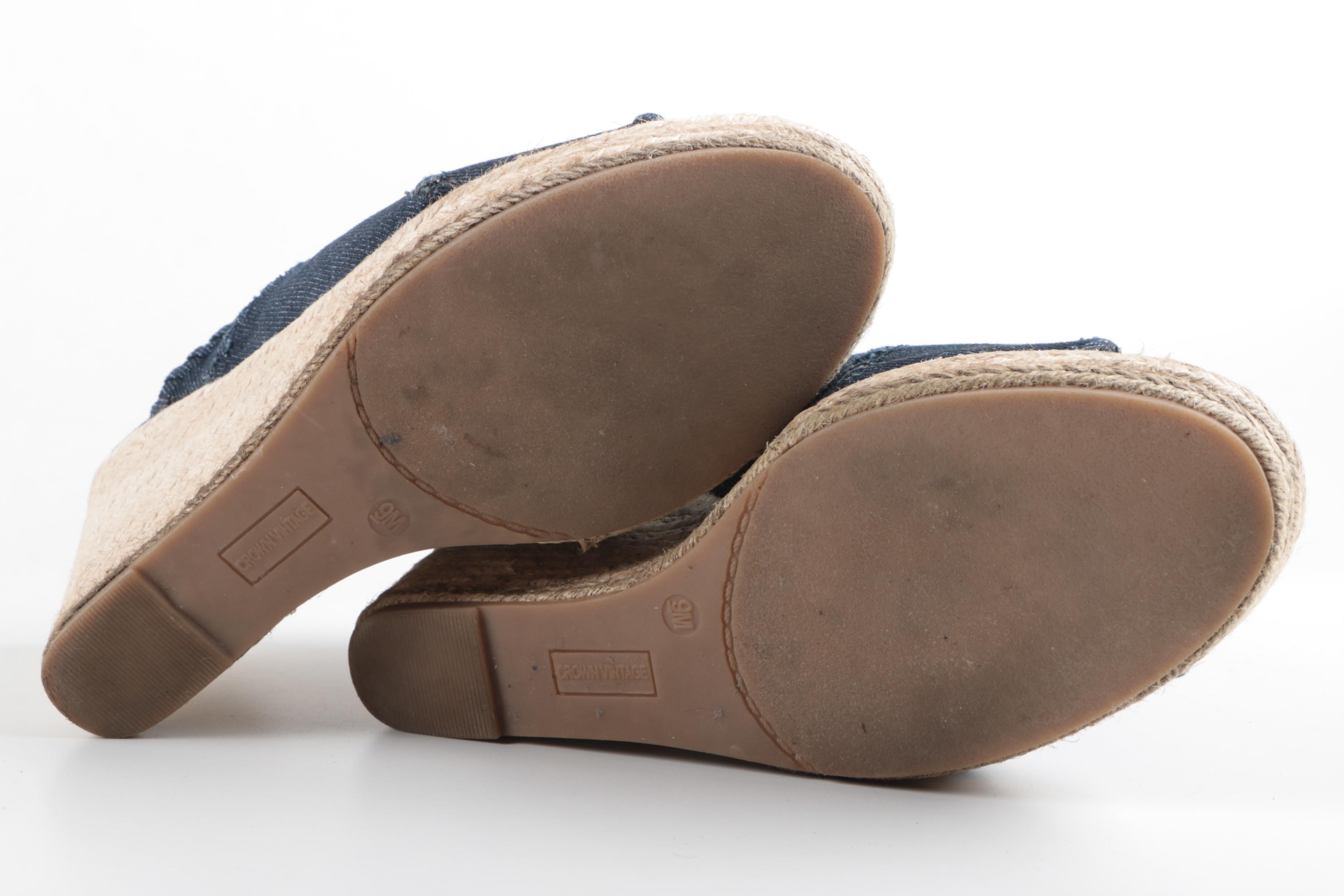 Women's Crown Vintage Espadrille Wedge Peep-Toe Shoes