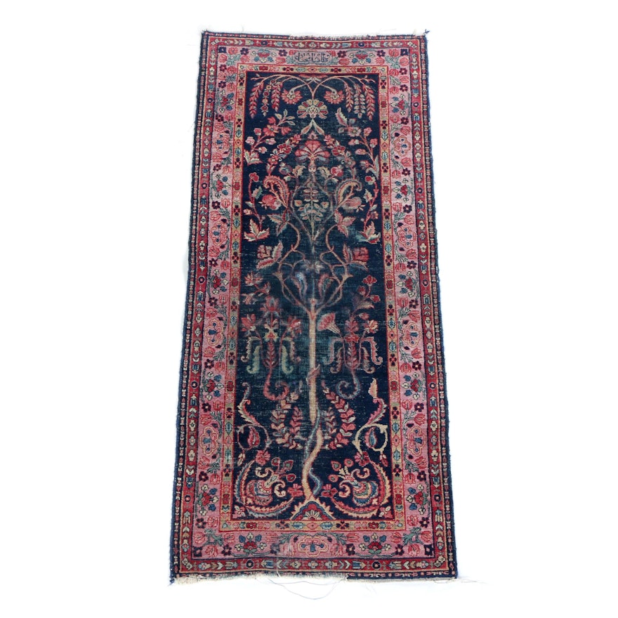 Hand-Knotted Vintage Signed Persian Tree of Life Area Rug