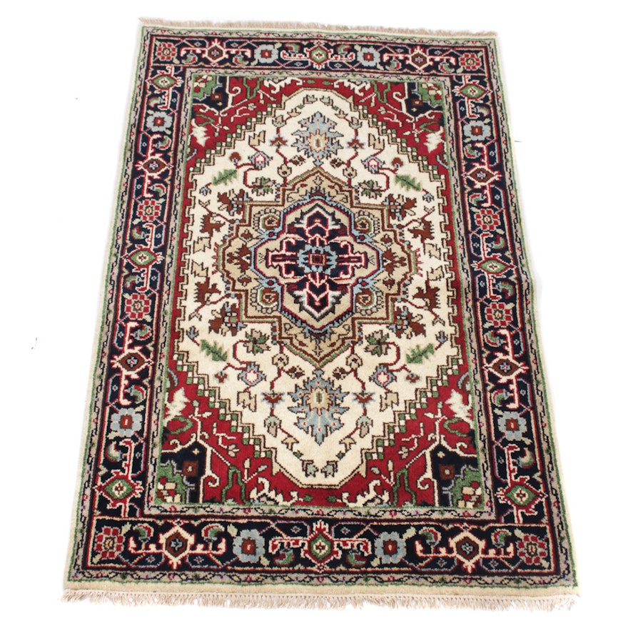 Hand-Knotted Indo-Persian Heriz Serapi Rug