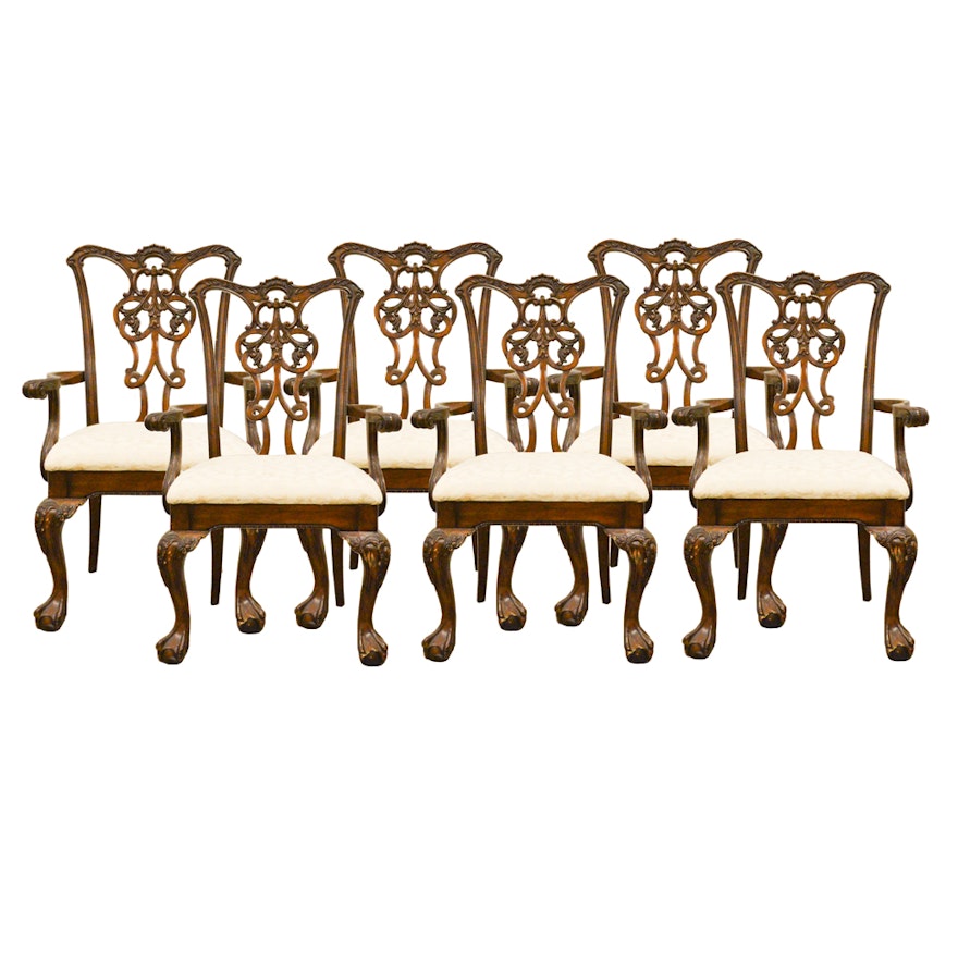 Six Chippendale Style Mahogany Dining Armchairs