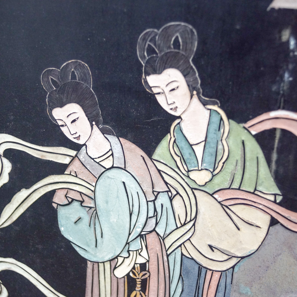 Chinese Carved Lacquered Folding Screen