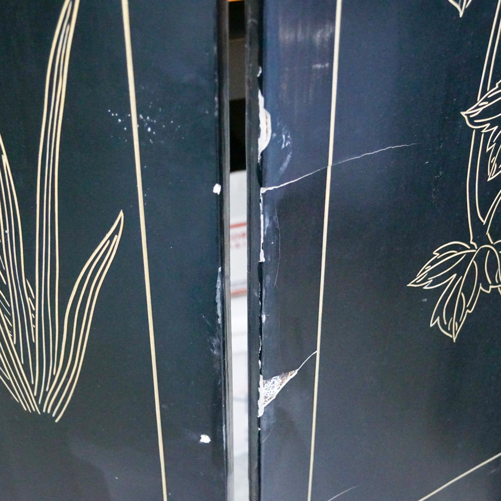 Chinese Carved Lacquered Folding Screen