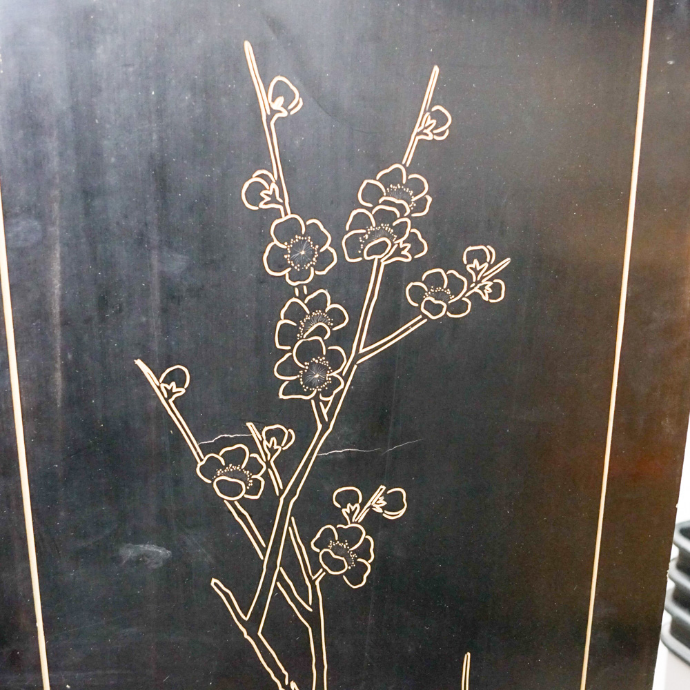 Chinese Carved Lacquered Folding Screen