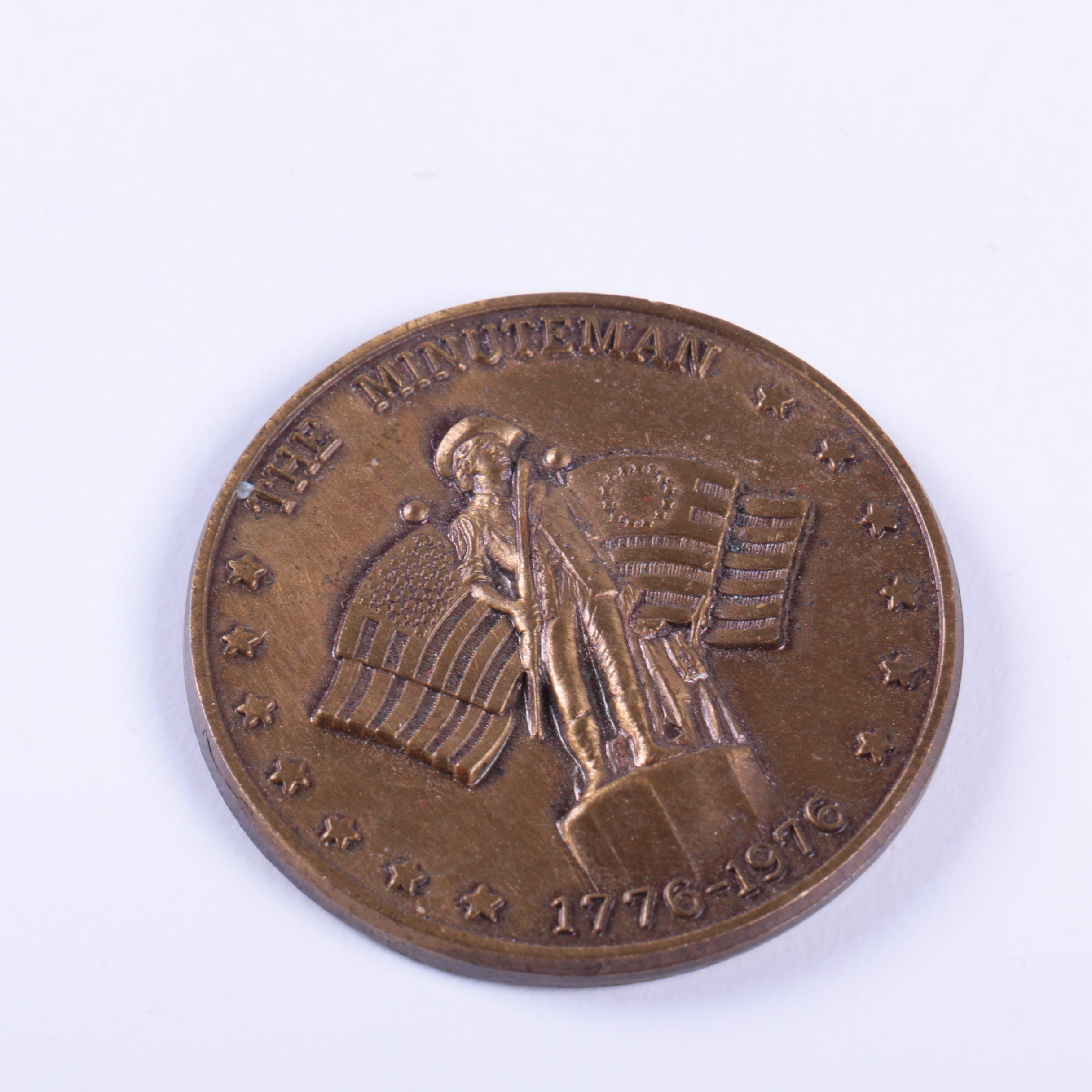 Eveready Pocket Watch Meter and Bronze "The Minutemen" Bicentennial Medal