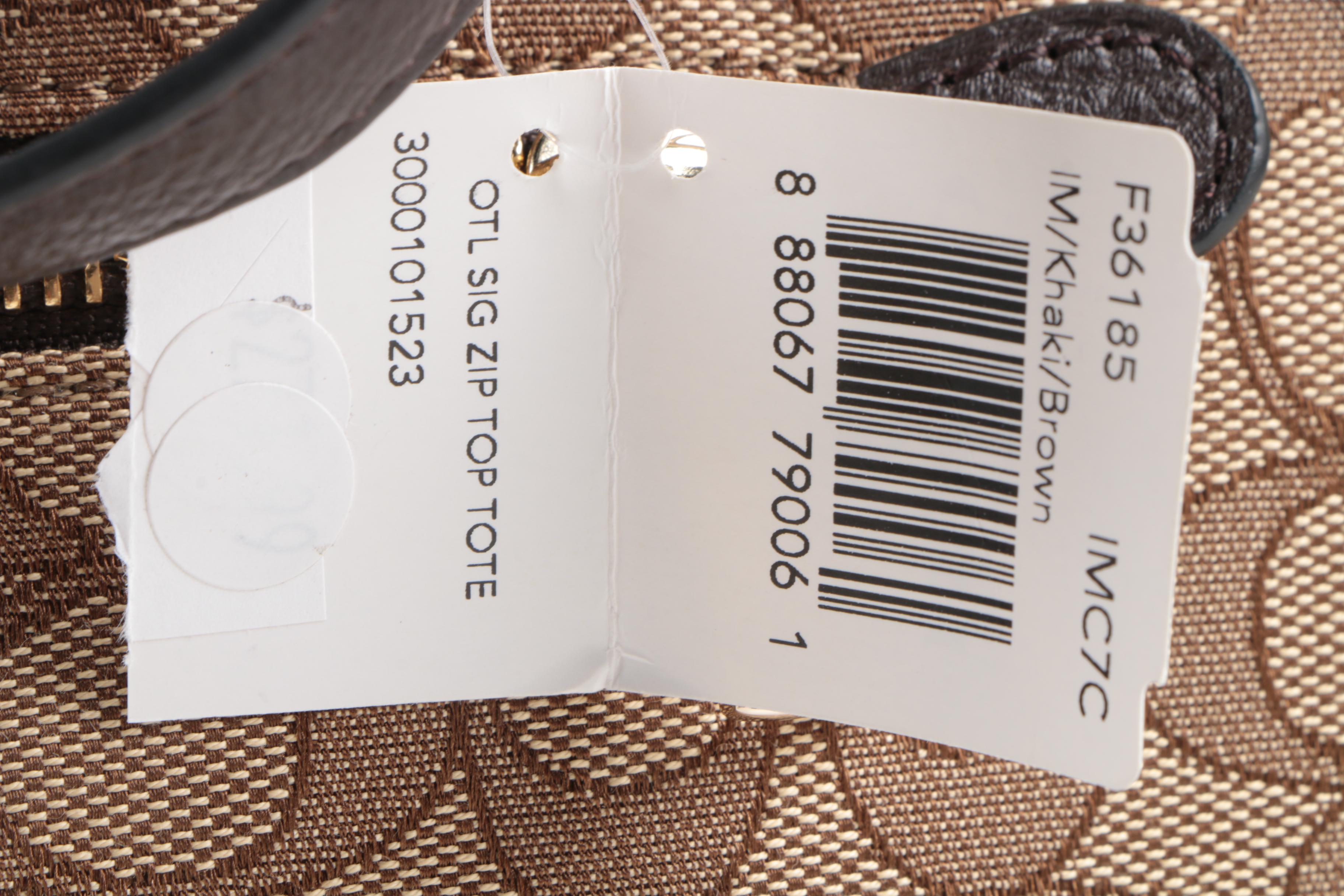 Coach Signature Canvas Zip Top Tote Bag